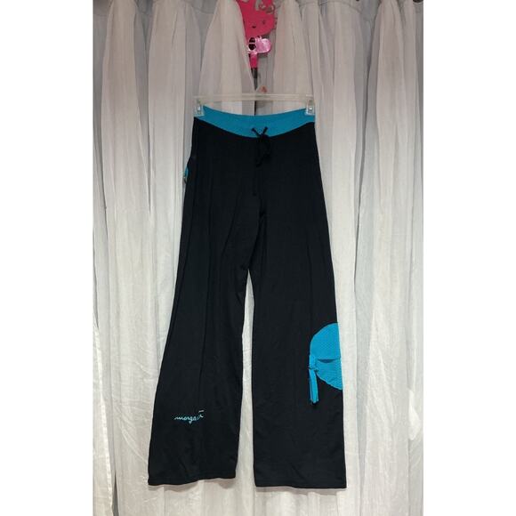 Margarita Supplex Flower Flared Yoga Activewear Leg Gym Pants Leggings Blue XS/S - Picture 1 of 8